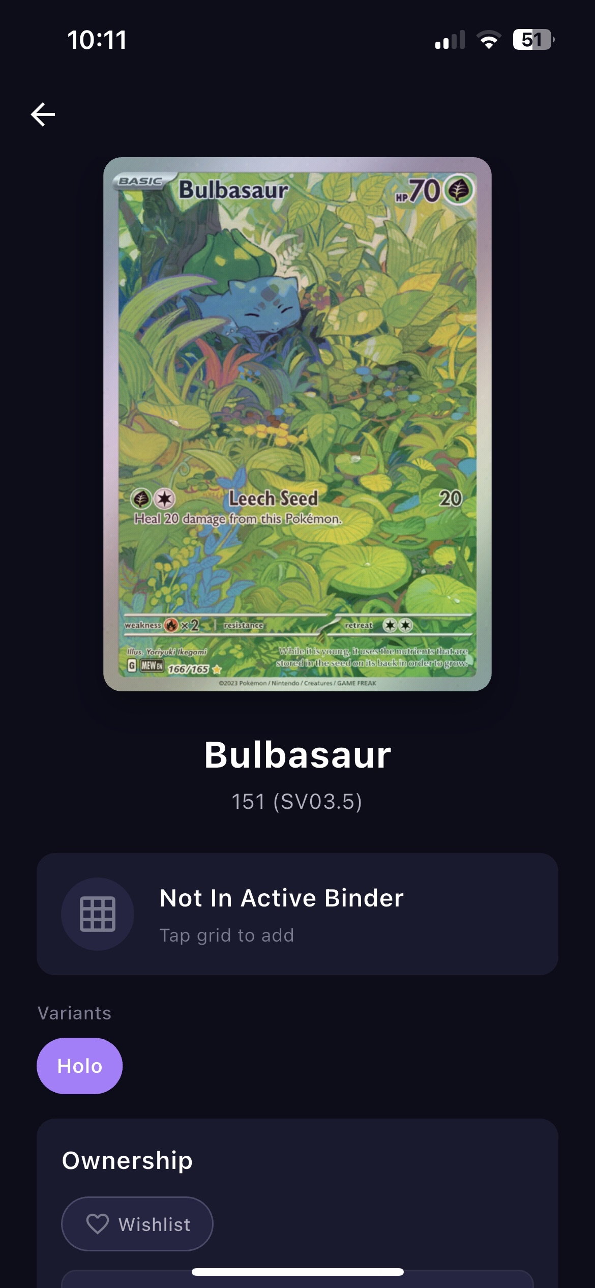 BinderWiz Pokemon TCG sealed product price detail screen