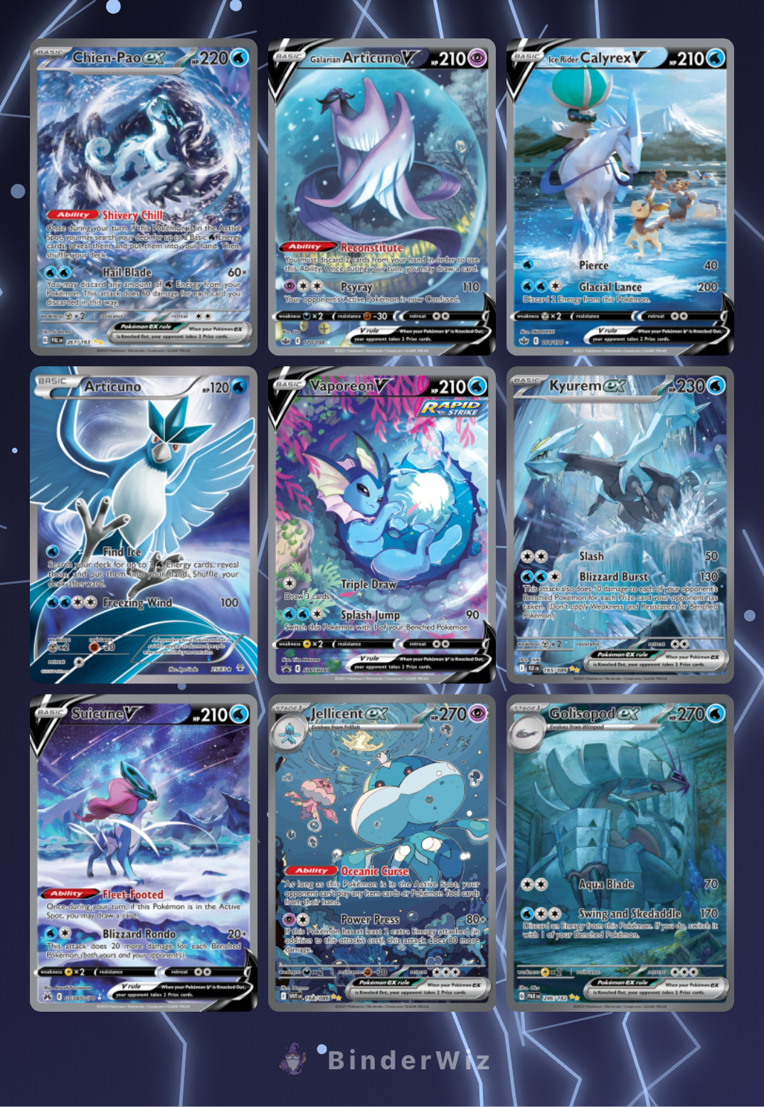 Blue Pokemon card color matching binder palette